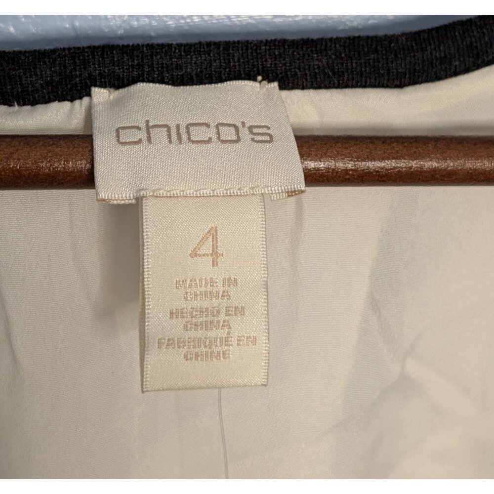 Madison Long Sleeve Cardigan Sweater Alpaca Heather Grey Sz 4Chicos Mixed Fabric - Picture 10 of 16